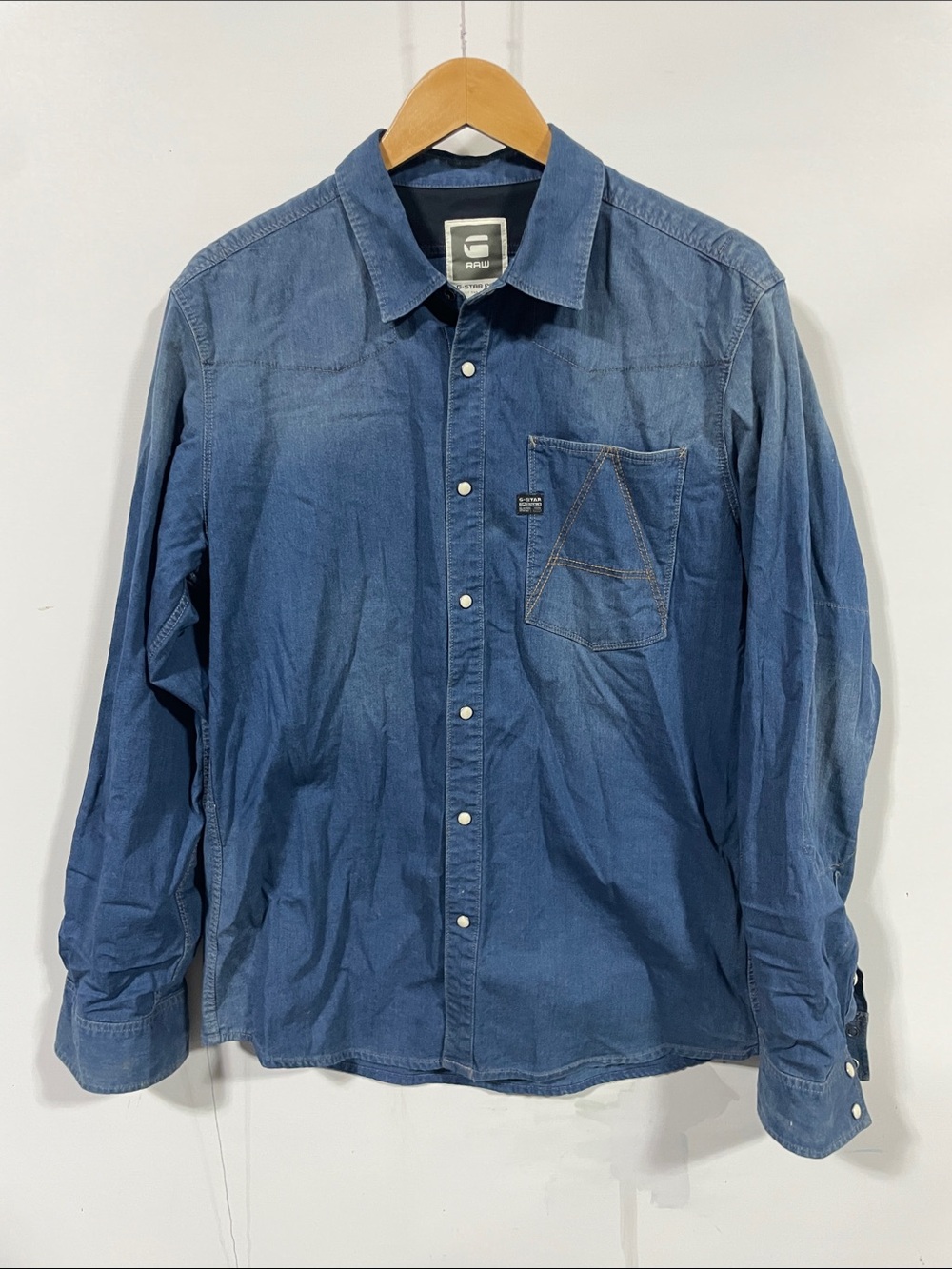 G-Star Men's Blue Denim Button-Down Shirt